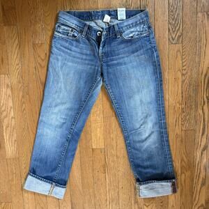 Lucky Brand Sweet Dream Cuffed Crop Jeans Sz 4/27 Womens Straight w Button Fly
